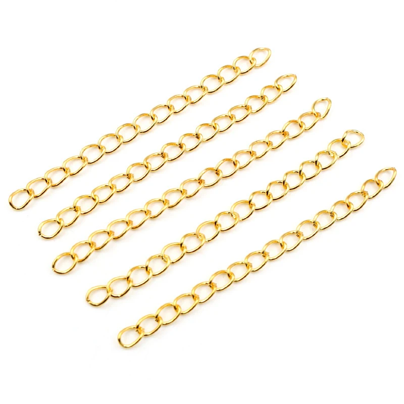 50pcs/lot 50mm 70mm 5x4mm Necklace Extension Chain Bulk Bracelet Extended Chains Tail Extender For DIY Jewelry Making Findings - купить по