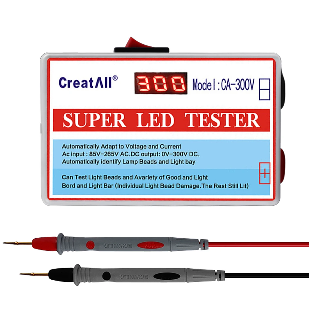 

CA-300V LED Lamp Beads Light Bar TV Backlight Tester LED Strips Beads Lamp Board Test Tool Capacitance Diode Voltage Testing