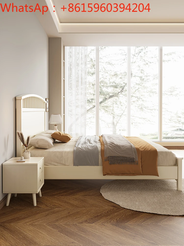 Индивидуальная скандинавская белая кровать из цельного дерева современная