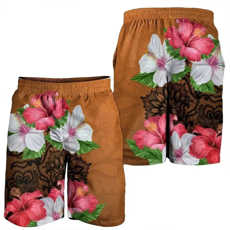 Пляжные шорты для мужчин и женщин гавайская тропическая звездия Плюмерия