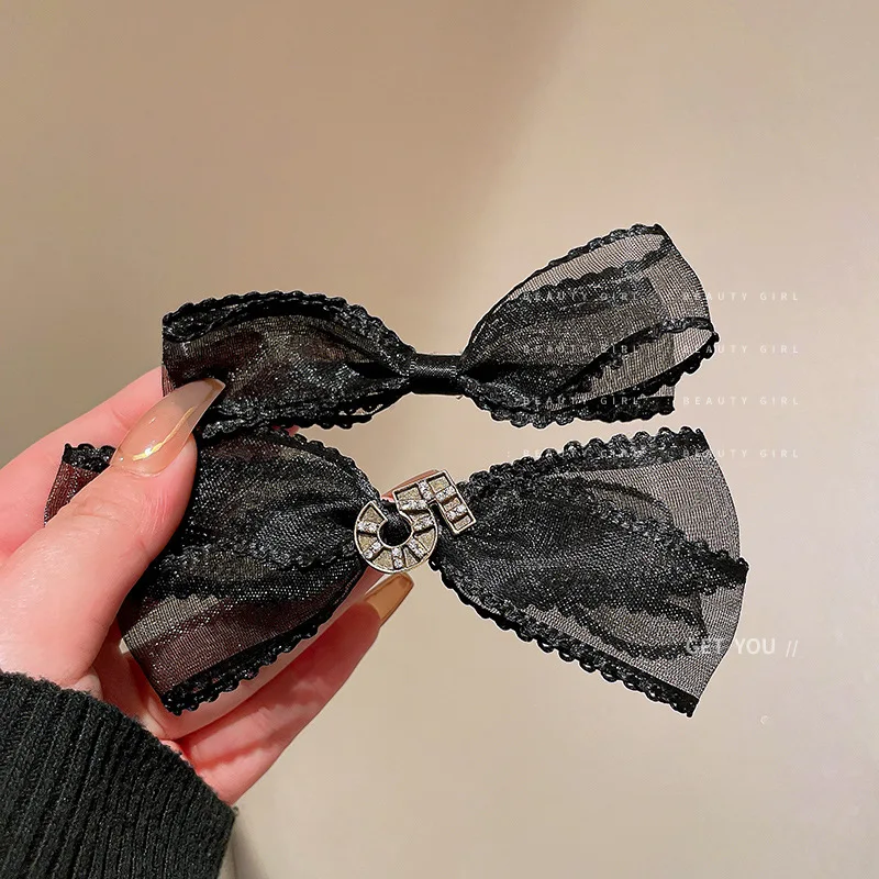 

Black Series Diamond Inlaid Digital 5 Organza Hair Clip, Korean Temperament, Bangs Edge Duck Bill Simple Minority