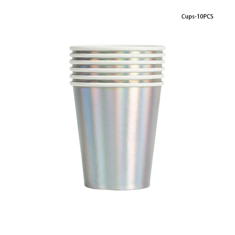 

Лазерные одноразовые бумажные тарелки серебристого цвета