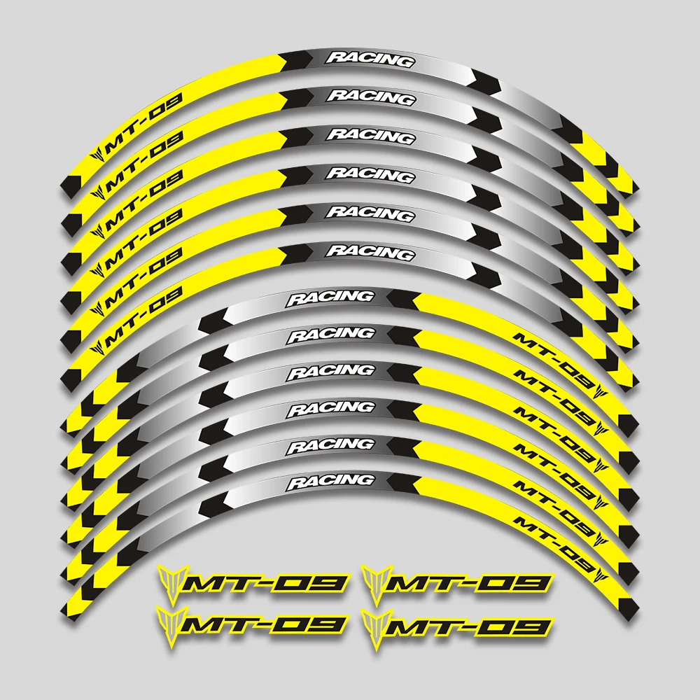 

For YAMAHA MT09 MT-09 mt 09 17inch Rim Tire Decorative Decals Motorcycle Accessories Sticker Wheels Reflective Stripe Set