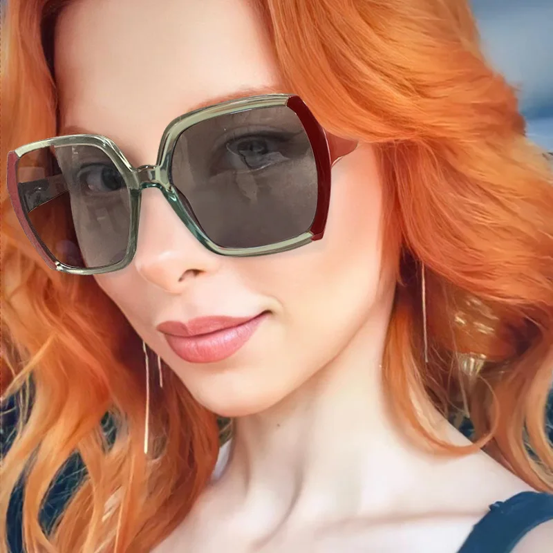 

MYALICE Trend Oversized Rectangle Personality Sunglasses Women Colorblock Brand Designer Sun Glasses Men Gafas De Sol UV400