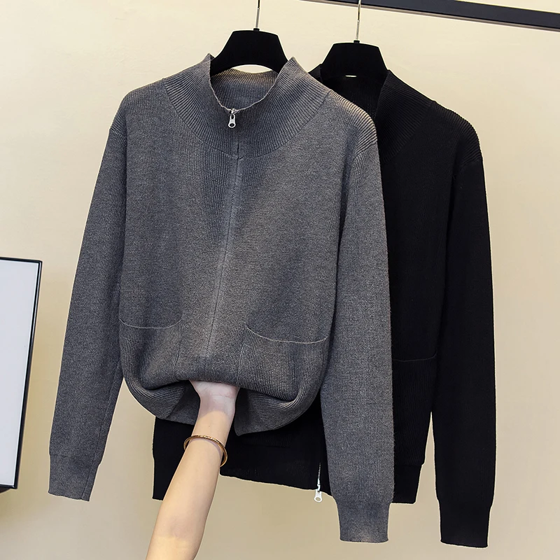 

Women Autumn Sweater Solid Single-breasted Loose Cardigan Female Casual Thick Warm Knitted Cardigan Women clothing 2022 4XL