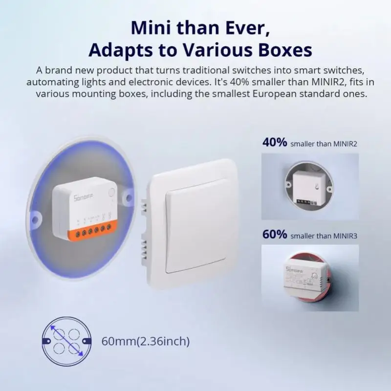 SONOFF MINI R4 Модуль переключателя Wi-Fi 2-позиционный переключатель умного дома Реле