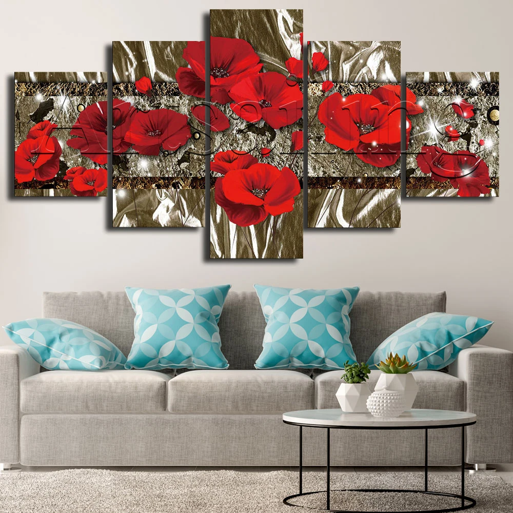 

Artsailing Flower Abstract Orchid Rose HD Printed Painting On Canvas 5 Pieces Posters Modern Wall Art 5 Pieces Pictures Inkjet