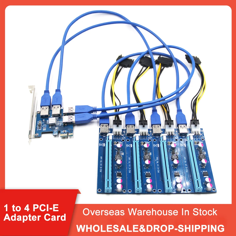 

New Add in Card PCIe 1 to 4 PCI Express 16X Slots Riser Card PCI-E 1X to External 4 PCI-e Slot Adapter PCIe Port Multiplier Card