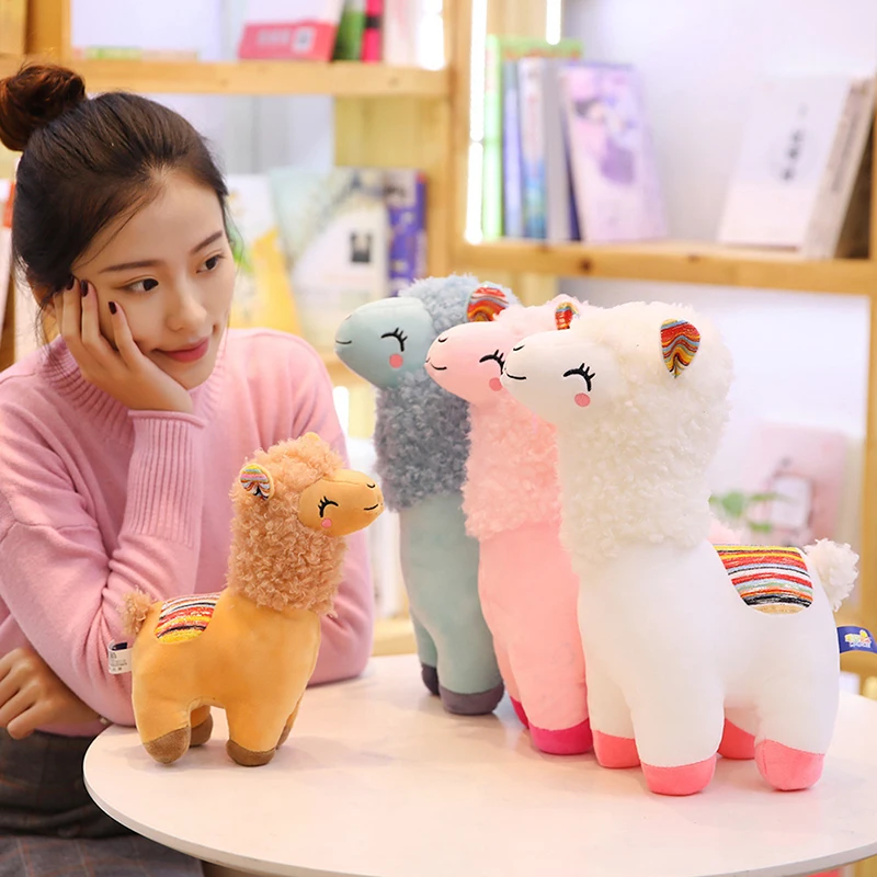 

New Smile Stripe Alpaca Plush Animals Toy Stuffed Narrow Eyed Alpaca Doll Kids Toys Birthday Gifts