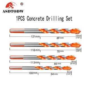 1 шт. сверла для керамической плитки, набор сверл для каменной кладки для стекла, кирпича, плитки, бетона, пластика и дерева, наконечник из карбида вольфрама