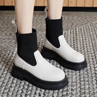 2022 autumn winter new socks shoes for women thick soled casual knitted short boots women large size 35 40 botas de mujer female