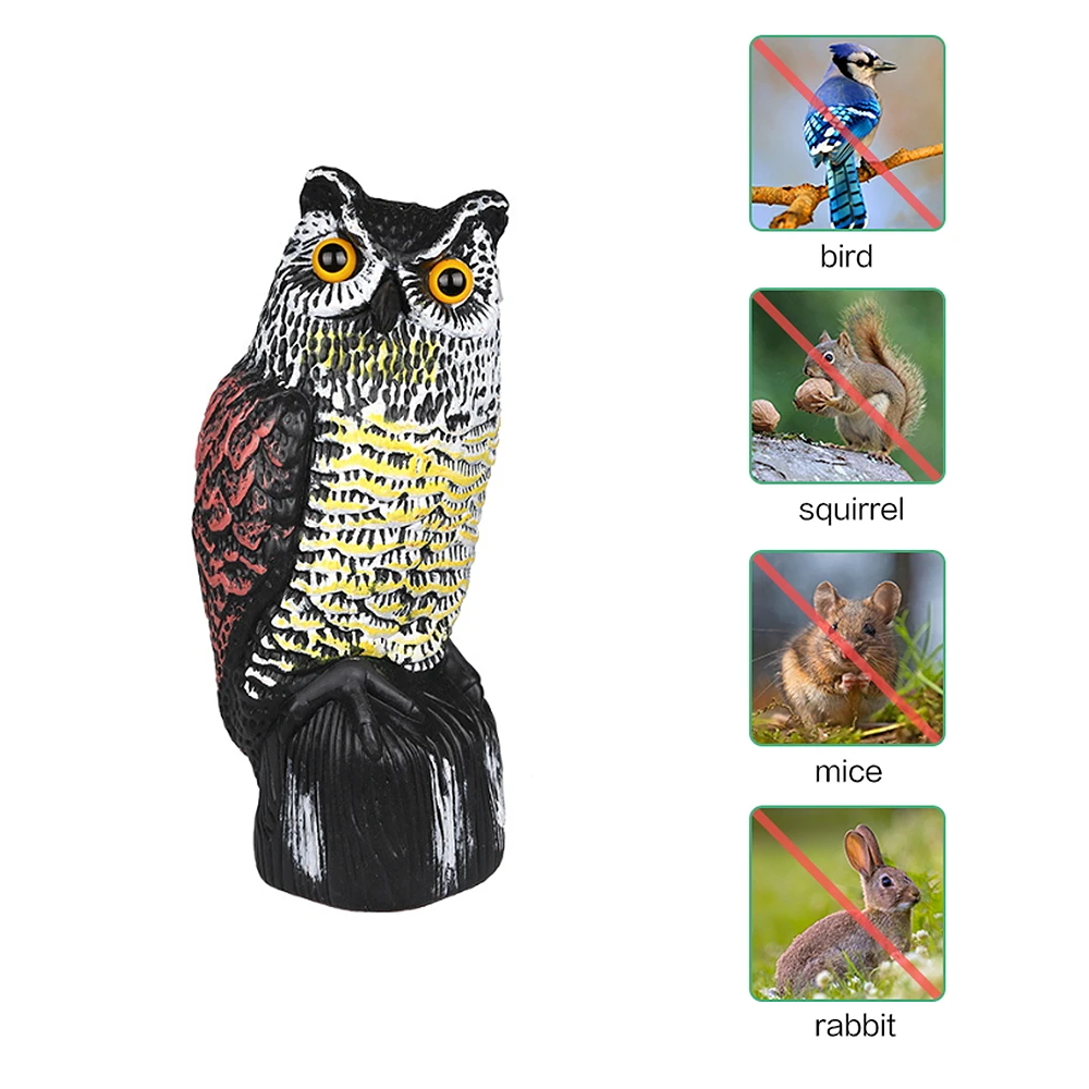 

Realistic Bird Scarer Rotating Head Sound Owl Prowler Decoy Protection Repellent Pest Control Scarecrow Garden Yard Move