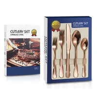 gold cutlery tableware stainless steel knife fork spoon dinnerware set flatware golden cutlery luxury kitchen device sets gift
