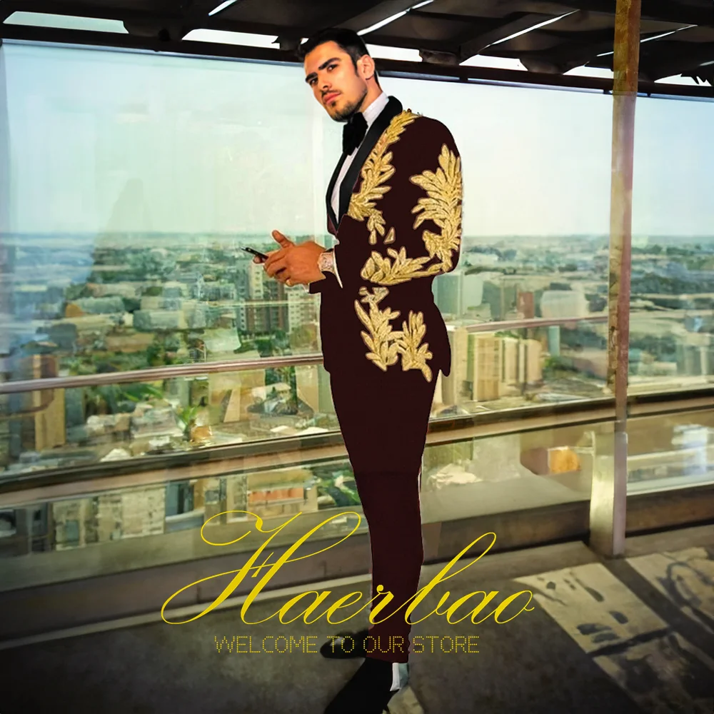 Мужской смокинг с принтом мужские костюмы для свадьбы выпускного вечера мужчин