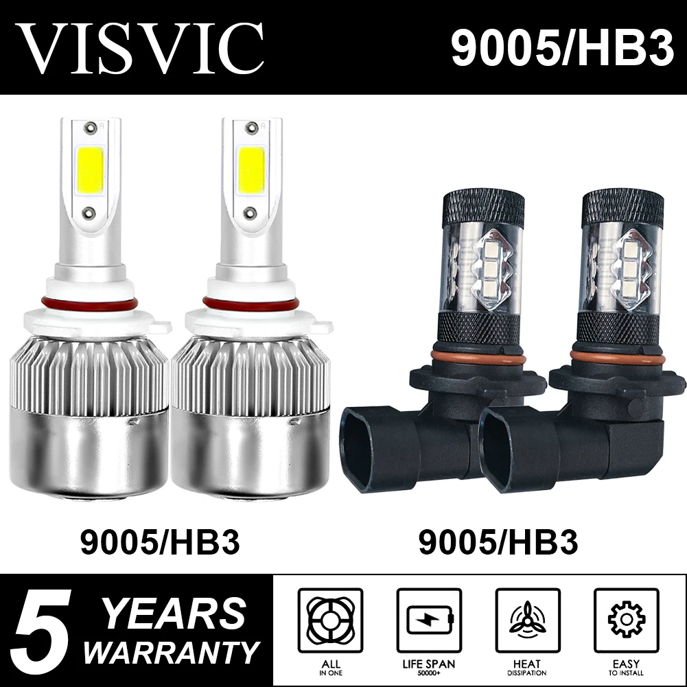 

4Pcs COB LED Headlight Kit Hi/Lo Beam Bulb Ice Blue For GMC Suburban/Yukon 95-98