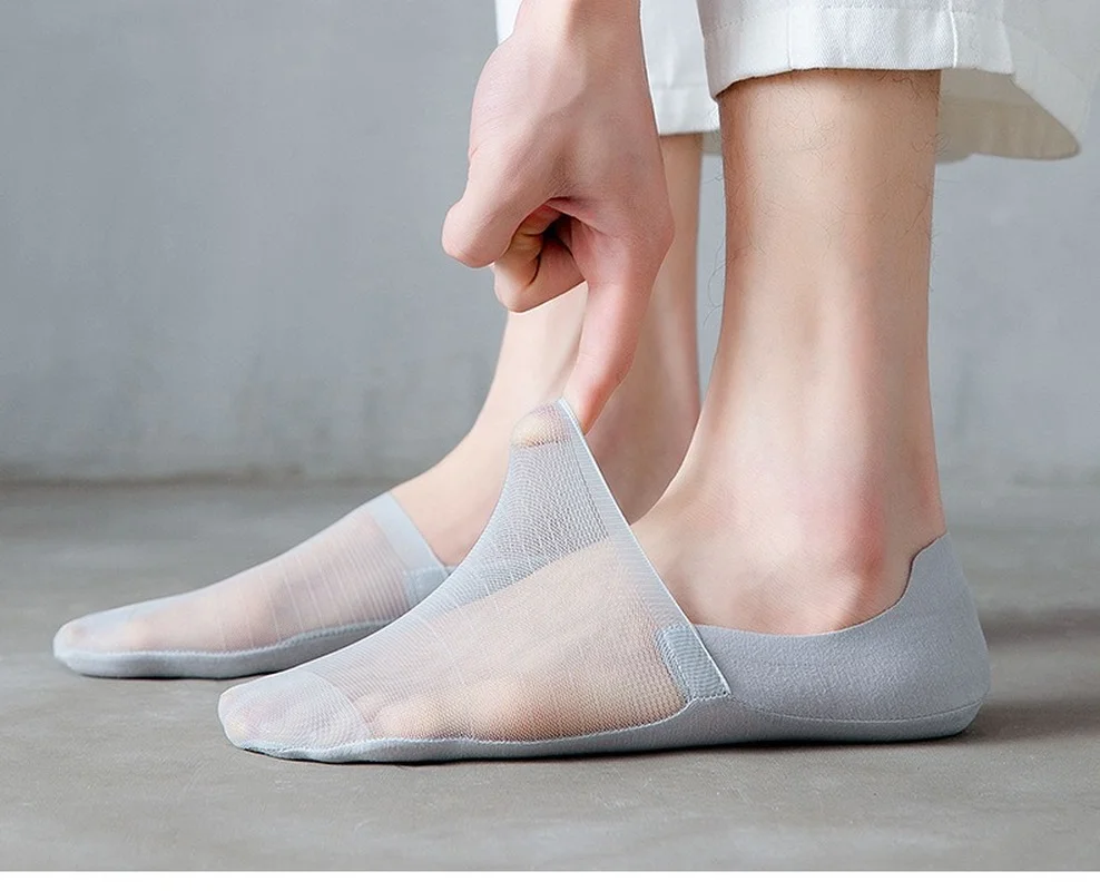 

Summer Mesh Breathable Men's No Show Socks Business Male Invisible Silicone Non-slip Sock Slippers Seamless Boat Sock Sox