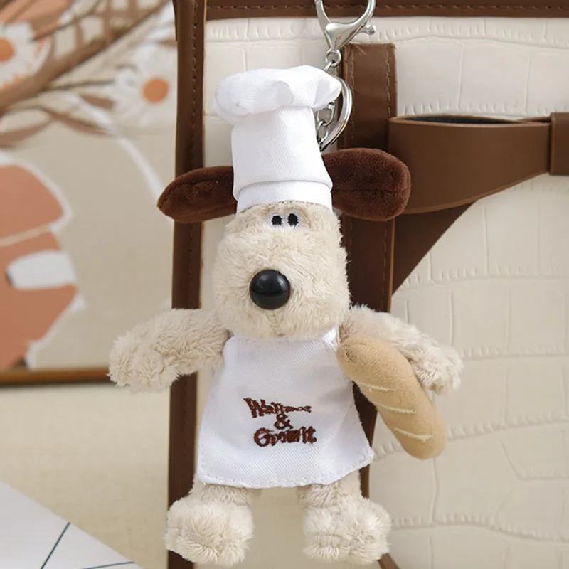 

15cm Kawaii Wallace & Gromit Dog Plush Toys Keychain Cartoon Pilot Dog Gromit Dog Peluches Doll School Bag Pendant Decoration