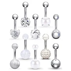 Кольца для пупка 14G из нержавеющей стали, серьги для пупка с фианитом, кольцо для пупка, штанга, ювелирные изделия для пирсинга тела