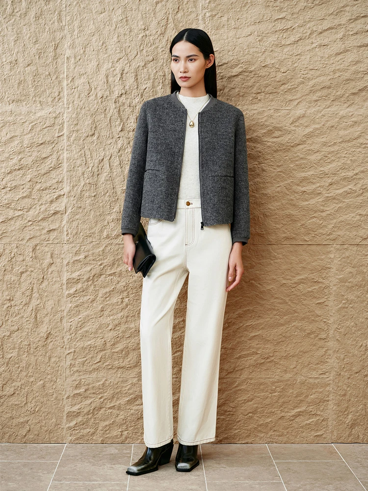 Insun Enshang Special Selection 2024 осеннее простое флисовое короткое пальто на молнии с простым