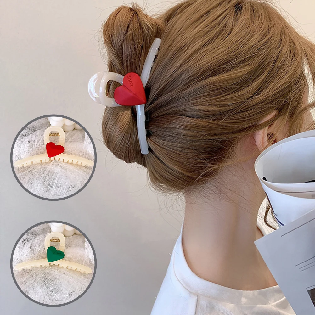 

Женские пластиковые заколки для волос, с милыми сердечками