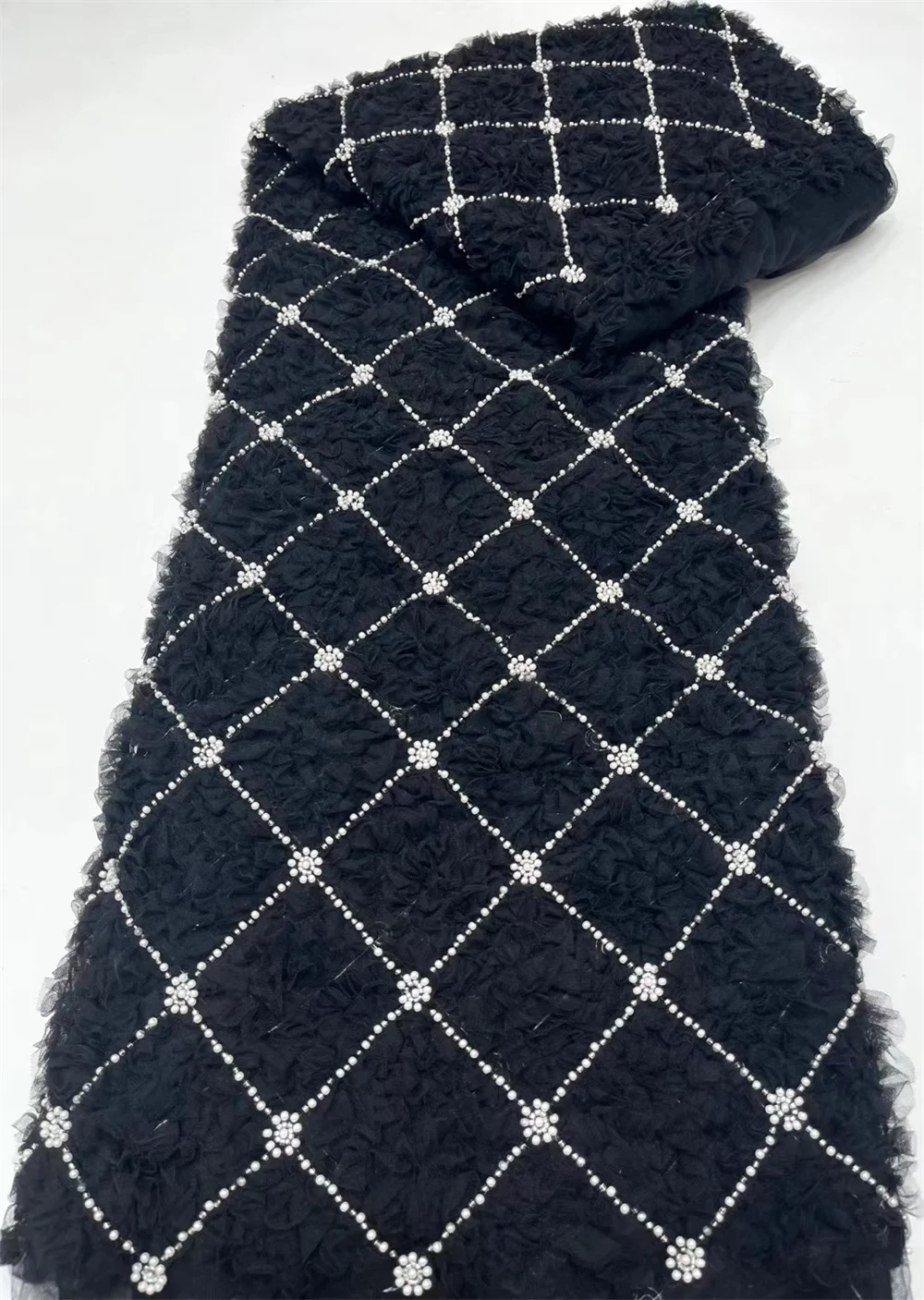 3D кружевная ткань высокого качества 2024 африканский гипюр вышивка 1 хлопок