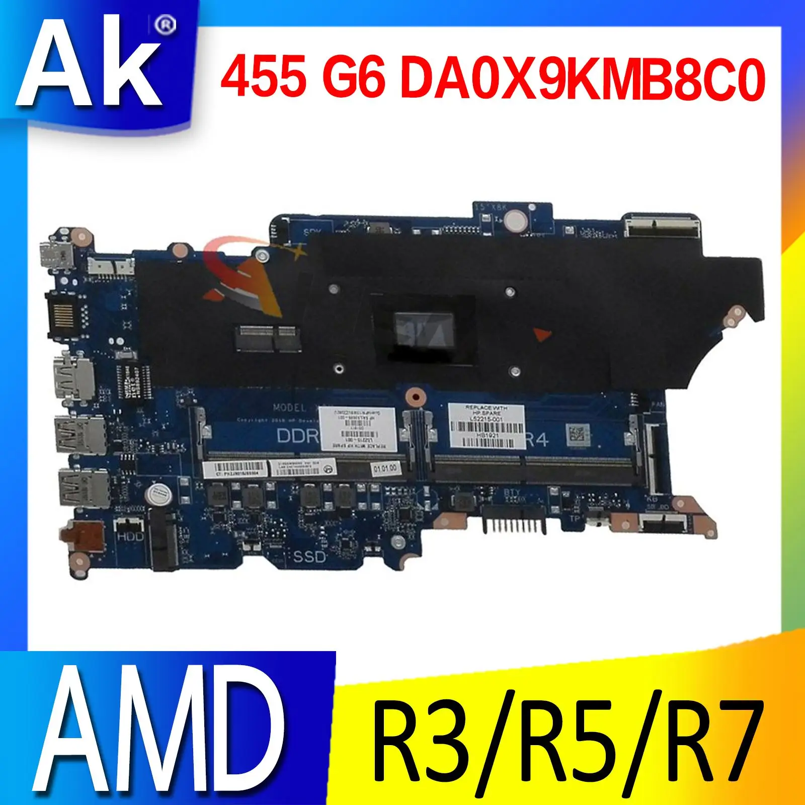 

DA0X9KMB8C0 motherboard For HP Probook HP 455 G6 Laptop mainboard With R3-2200 R5-2500 R7-2700 CPU DDR4 100% Fully Tested