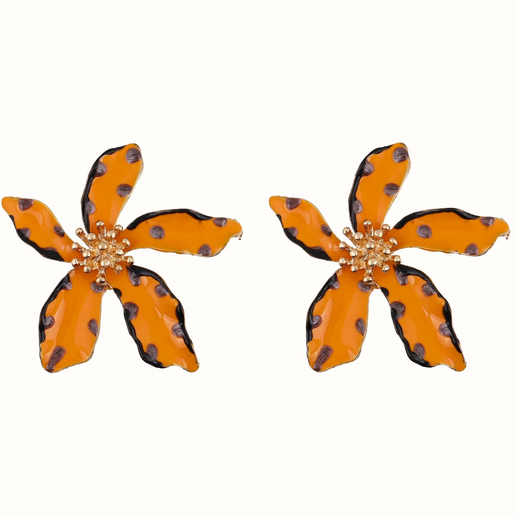 

Temperament Colorful Metal Big Flower Stud Earrings for Woman Party Jewelry