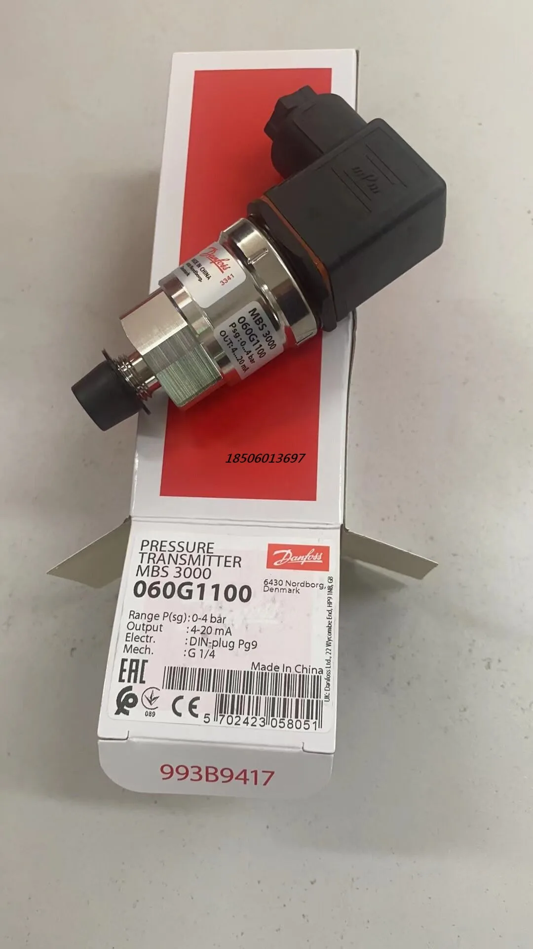 

4-20mA Water Pressure Sensor Air Pressure Sensor Pressure Transmitter Danfoss 060G1100 Hydraulic Pressure 0-4bar