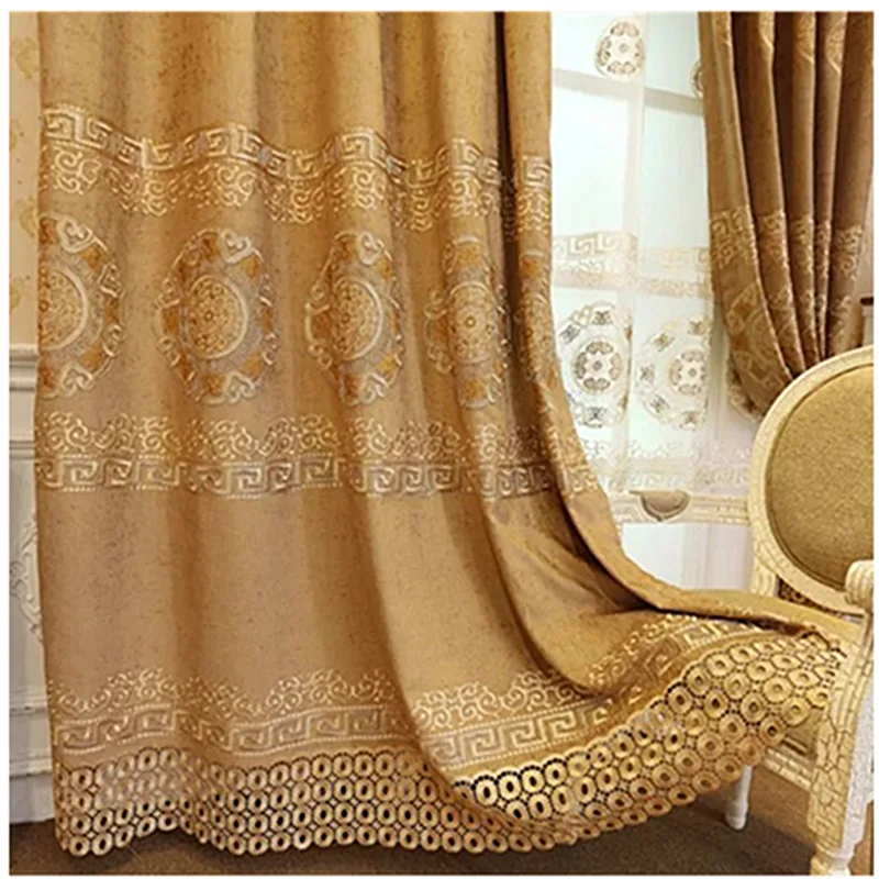 

Chinese Style Classic Curtains for Living Room Luxury Embroidery Chenille Lace Cortina Shading Drapes Bedroom Window Custom