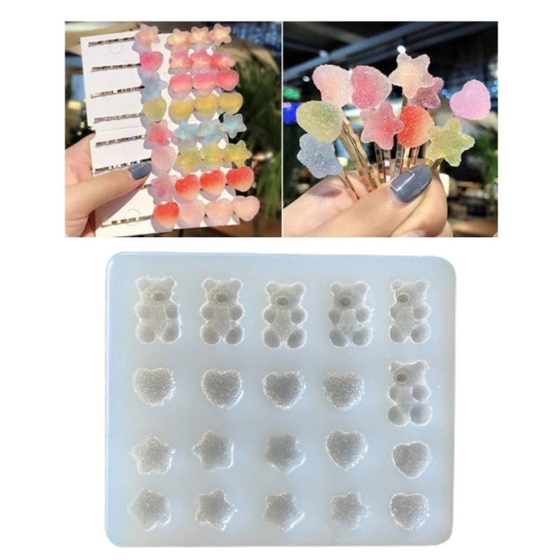 

Shiny Glossy Silicone Resin Molds Little Bear Love Hairpin Mold DIY Keychain Pendant Jewelry Epoxy Resin Crafting Molds