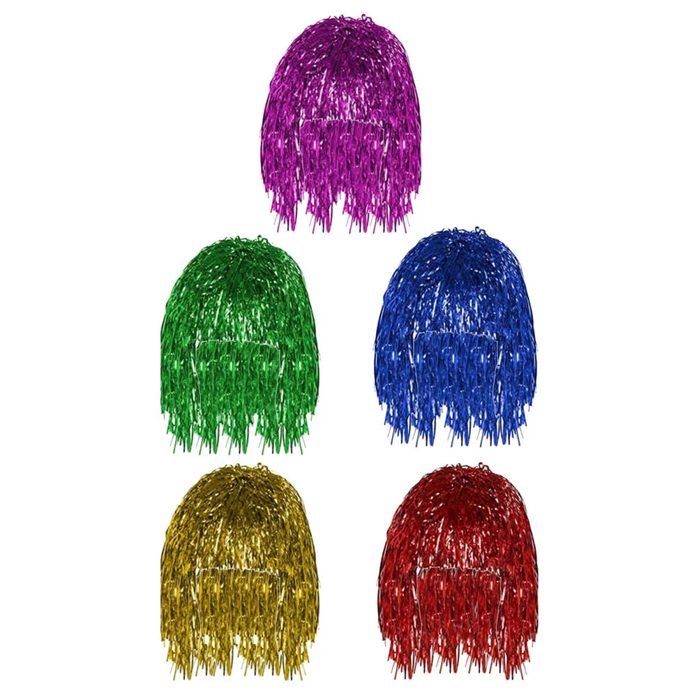

5 Pcs Party Tinsel Wigs 80s Tinsel Halloween Fake Hair Holiday Funny Plastic Foil Tinsel Cosplay