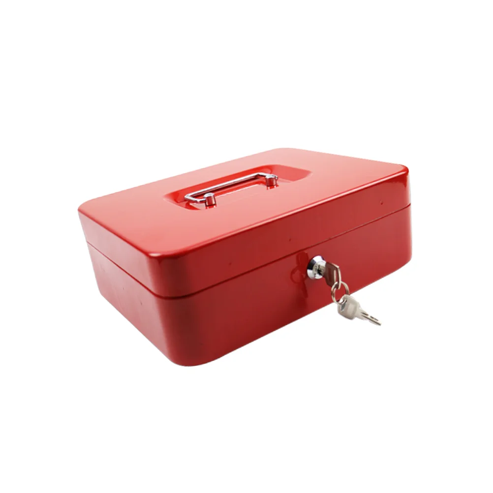 

Box Cash Money Lock Metal Safe Tray Key Storage Handle Organizer Locking Petty Saving Portable Lockable Tin Drawer Anti