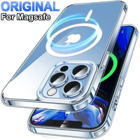 original acrylic magnetic cover for apple magsafe case iphone 11 12 13 pro max mini x xs max xr se 2020 7 8 plus luxury wireless