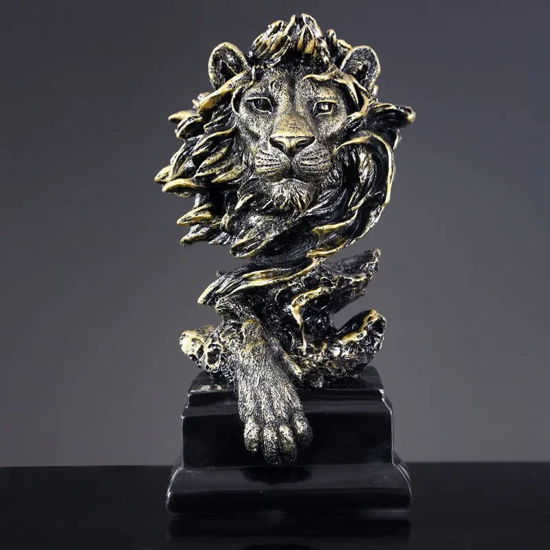 

Chinese high-end hand-painted resin handicrafts home living room study office decorations King of the forest lion ornaments