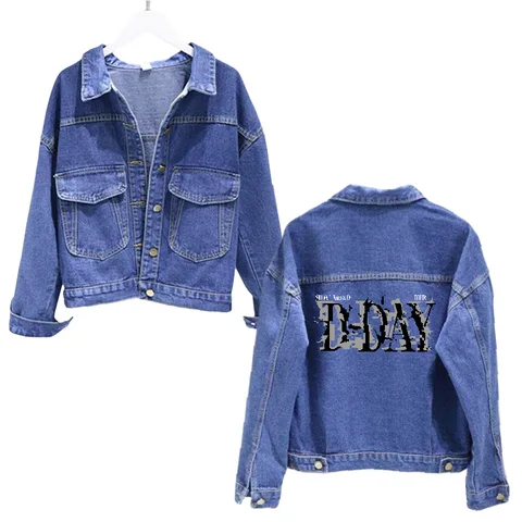 SU/GA Kpop AgustD D-DAY Vocal Concert Same Vintage Denim Solid Color Long Sleeved Cotton Bt Jack Y2K Oversize Hip Hop Top Coat