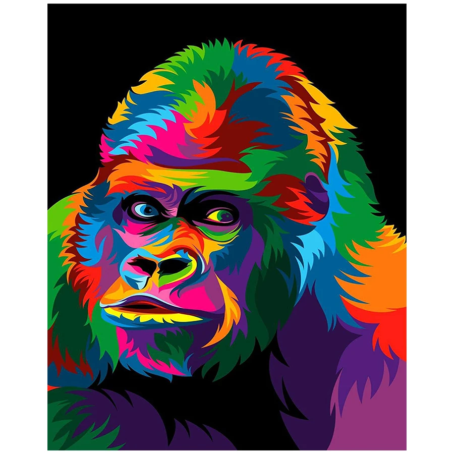 

AMTMBS DIY Painting By Numbers Colorful Chimpanzee Pictures By Numbers Drawing On Canvas HandPainted Wall Art Decor
