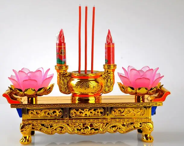 Buddha Hall Lotus Lamp Chanting Electrical and Mechanical Candleholder Electronic Candle Lamp Incense Furnace for Changming Fitt