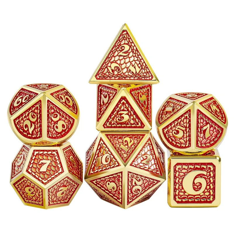 

Metal Dice Set Metal DND Dice Set Small Polyhedral Dice Set Dragon Metal Dice For Table Games Role Playing Dice Set