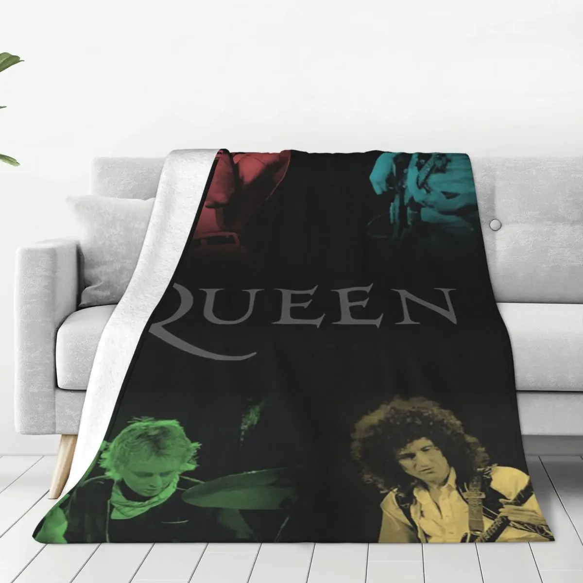 

Queen Band Blankets Flannel Textile Decor Freddy Rock Band Multifunction Warm Throw Blankets for Home Outdoor Bedding Throws