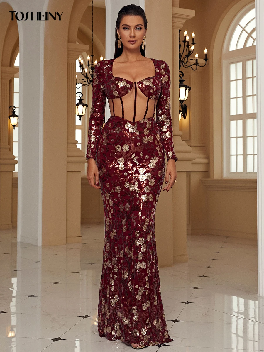 Tosheiny сексуальное вечернее платье для вечерние милое с блестками выпускного
