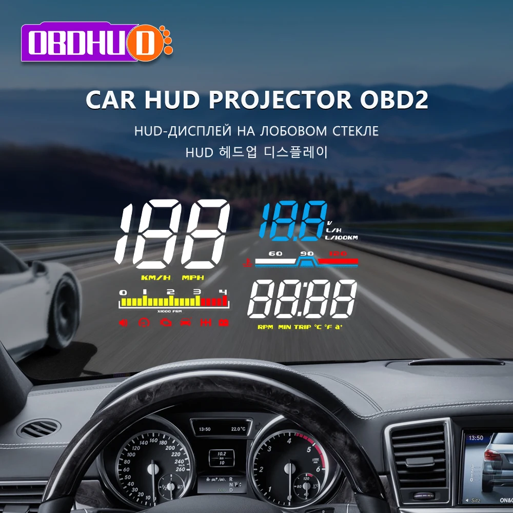 Автомобильный проектор OBDHUD D5000, умный автомобильный компьютер с отображением скорости и пробега, OBD2