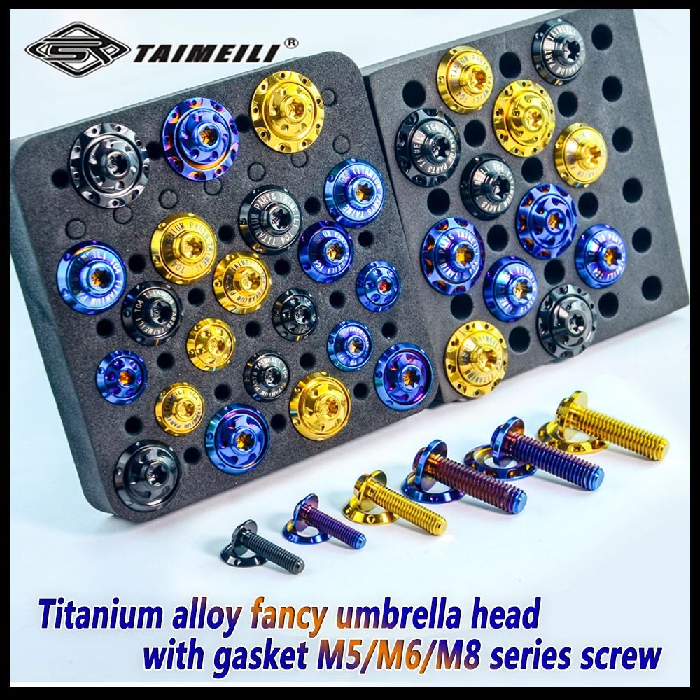 Фото Титановые винты TAIMEILI GR5 TC4 с головкой-зонтиком и прокладкой, 1 шт., M6X10-50мм, M8×15-45мм, универсальные для мотоциклов №4