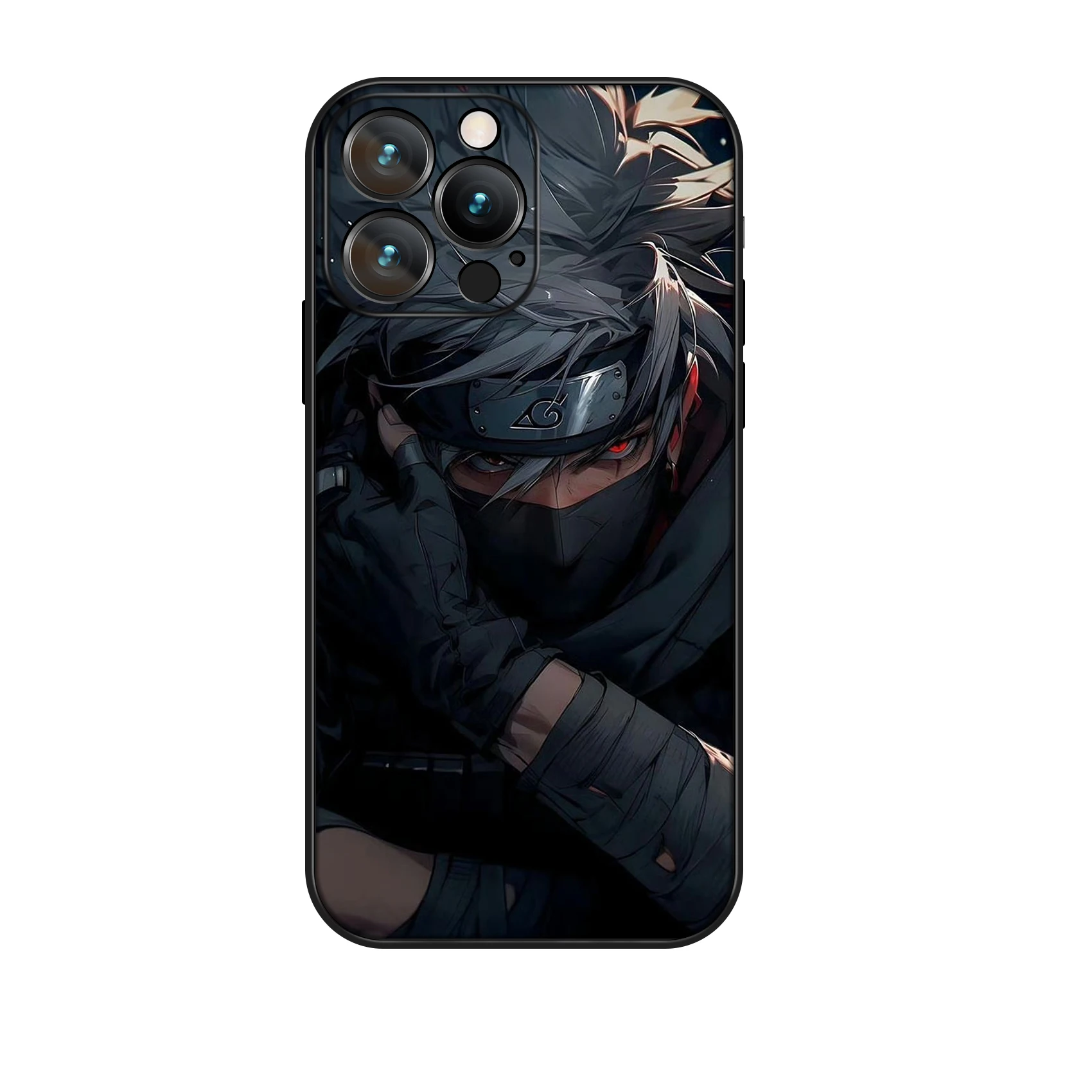 Чехол для телефона MINISO iPhone 16 Pro Max аниме Хатаке Какаши мягкий силиконовый черный