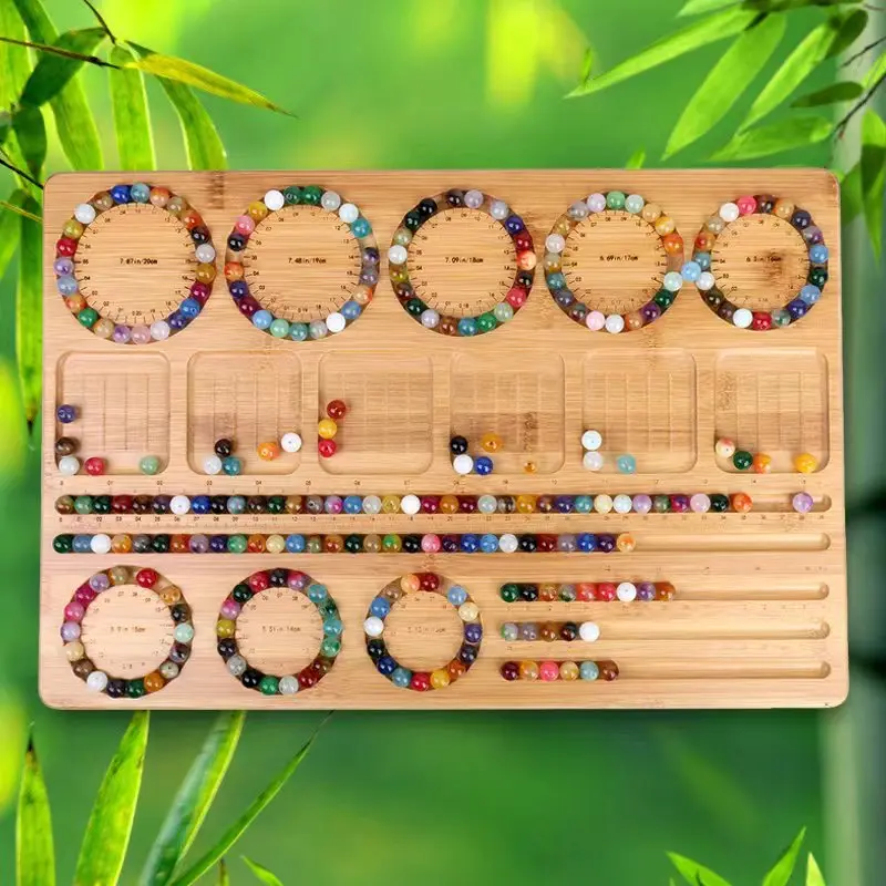 

2023 New Bamboo Bead Board Beaded Jewelry Making Measuring Tool DIY Bracelet Making Jewelry Necklaces Design Beading Mats Trays