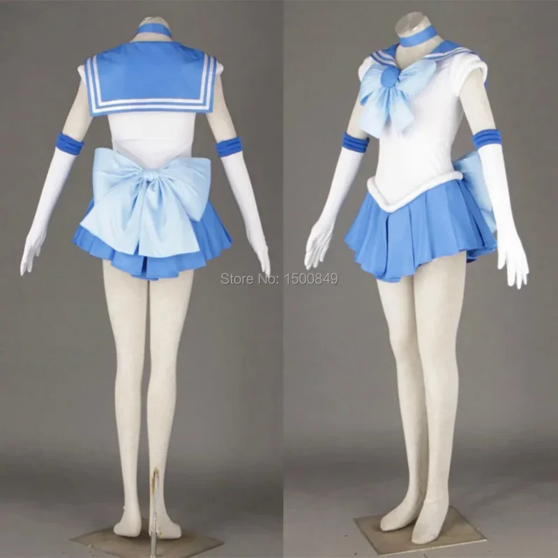 Athemis аниме Sailor Ami Mizuno Mercury косплей костюм платье на заказ банты перчатки носки