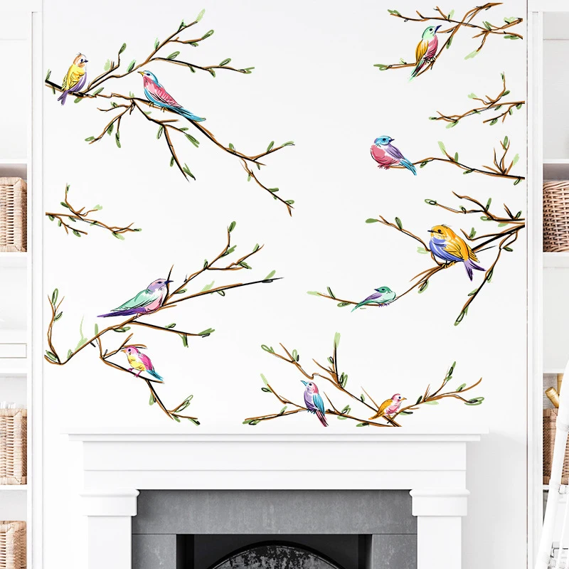

Creative 3D Tree Branch Bird Wall Sticker Wall Art Decals Mural for Bedroom Living Room Background Wall Home Decoration