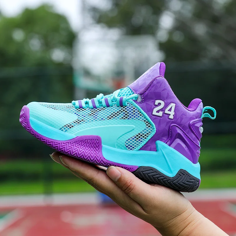 High Qulity Kids Basketball Shoes Thick Sole Non-slip Boys Sneakers Wearable Outdoor Sports Shoes Children Basketball Sneakers