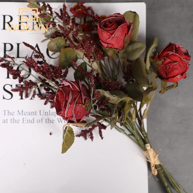 

Искусственные розы из шелка WQNJIN, розовые