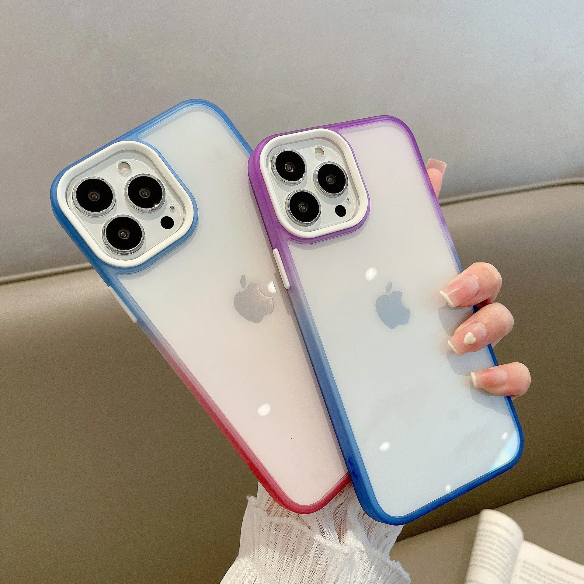 

Для iPhone14 двухцветный градиентный прозрачный чехол 11 12 13 Pro Max защита от падения