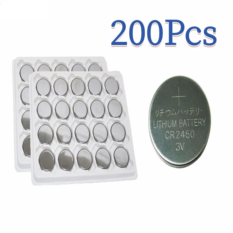 200pcs CR2450 CR 2450 3V Lithium Batteries for For Remote Control Watch Toys LED Light Button Coin Cell BR2450 LM2450 KCR5029